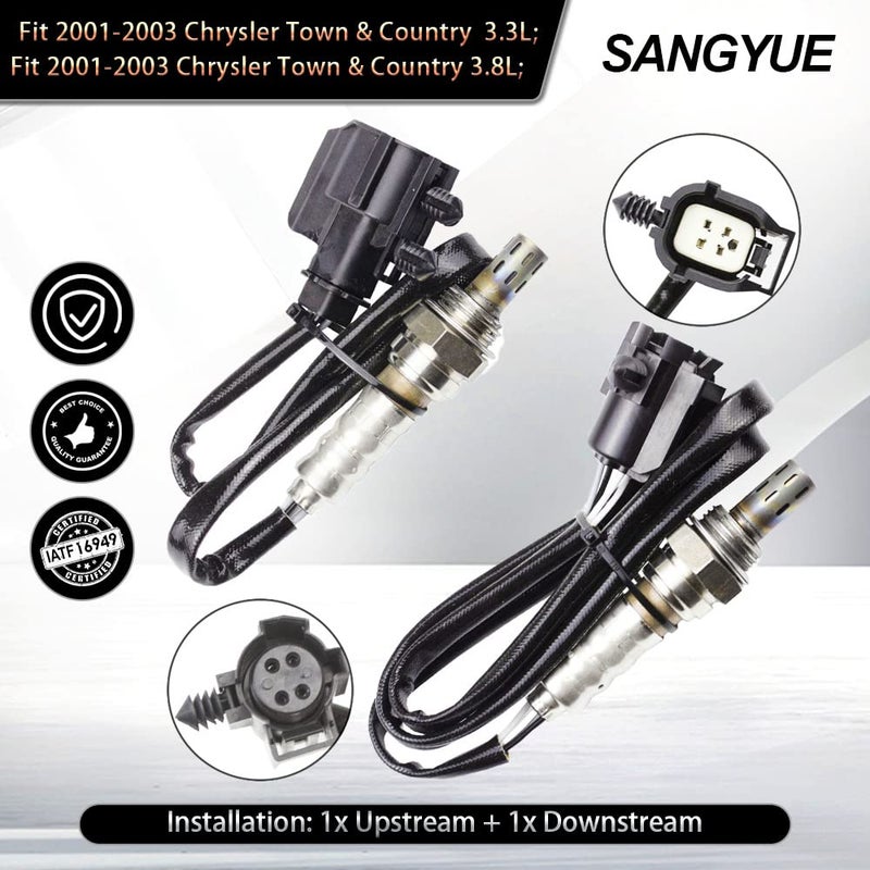 Sangyue Oxygen Sensor for Dodge Grand Caravan Chrysler Town & Country 2001-2003 3.3L 3.8L Voyager Upstream + Downstream 2pcs - Image 2